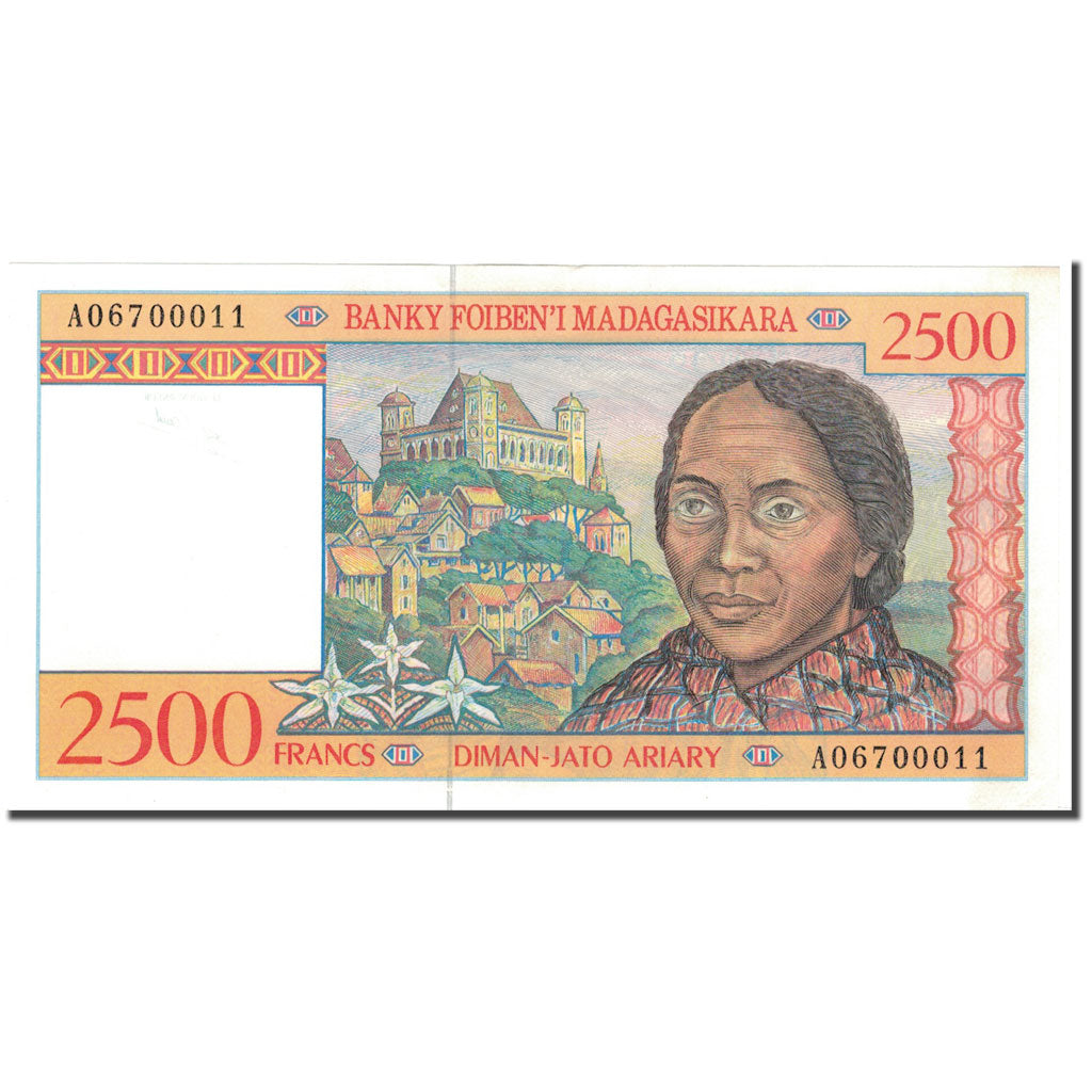 Banknote, Madagascar, 2500 Francs = 500 Ariary, KM:81, UNC(60-62)
