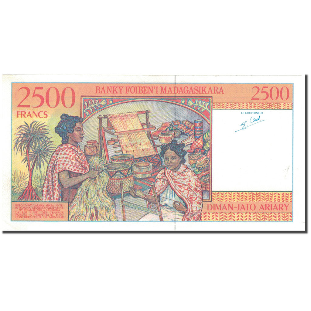Banknote, Madagascar, 2500 Francs = 500 Ariary, KM:81, UNC(60-62)