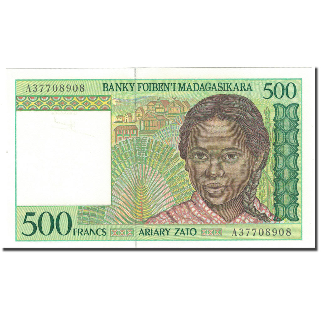 Banknote, Madagascar, 500 Francs = 100 Ariary, KM:75a, UNC(65-70)