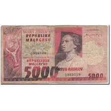 Banknote, Madagascar, 5000 Francs = 1000 Ariary, KM:66a, F(12-15)