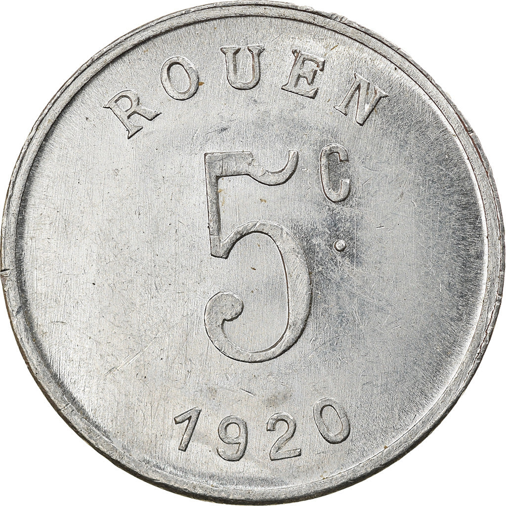 Coin, France, Chambre de Commerce, Rouen, 5 Centimes, 1920, MS(60-62)