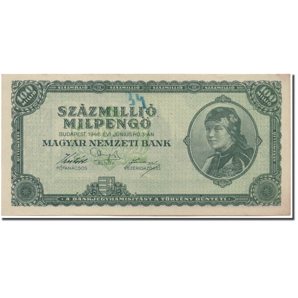 Banknote, Hungary, 100 Million Milpengö, 1946, KM:130, EF(40-45)