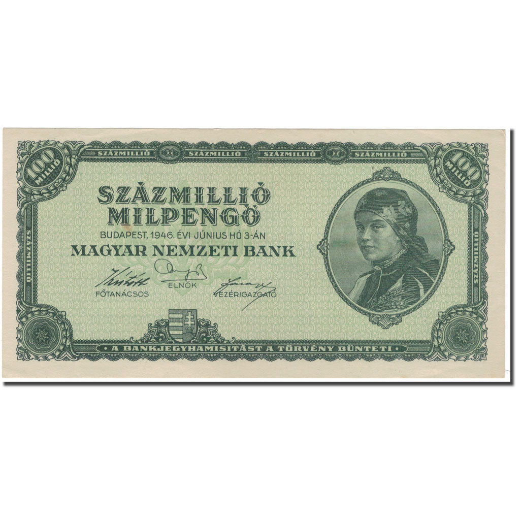Banknote, Hungary, 100 Million Milpengö, 1946, KM:130, UNC(60-62)