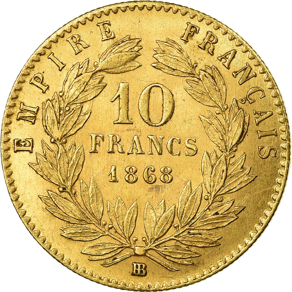 Moneta, Francja, Napoleon III, Napoléon III, 10 Francs, 1868, Strasbourg