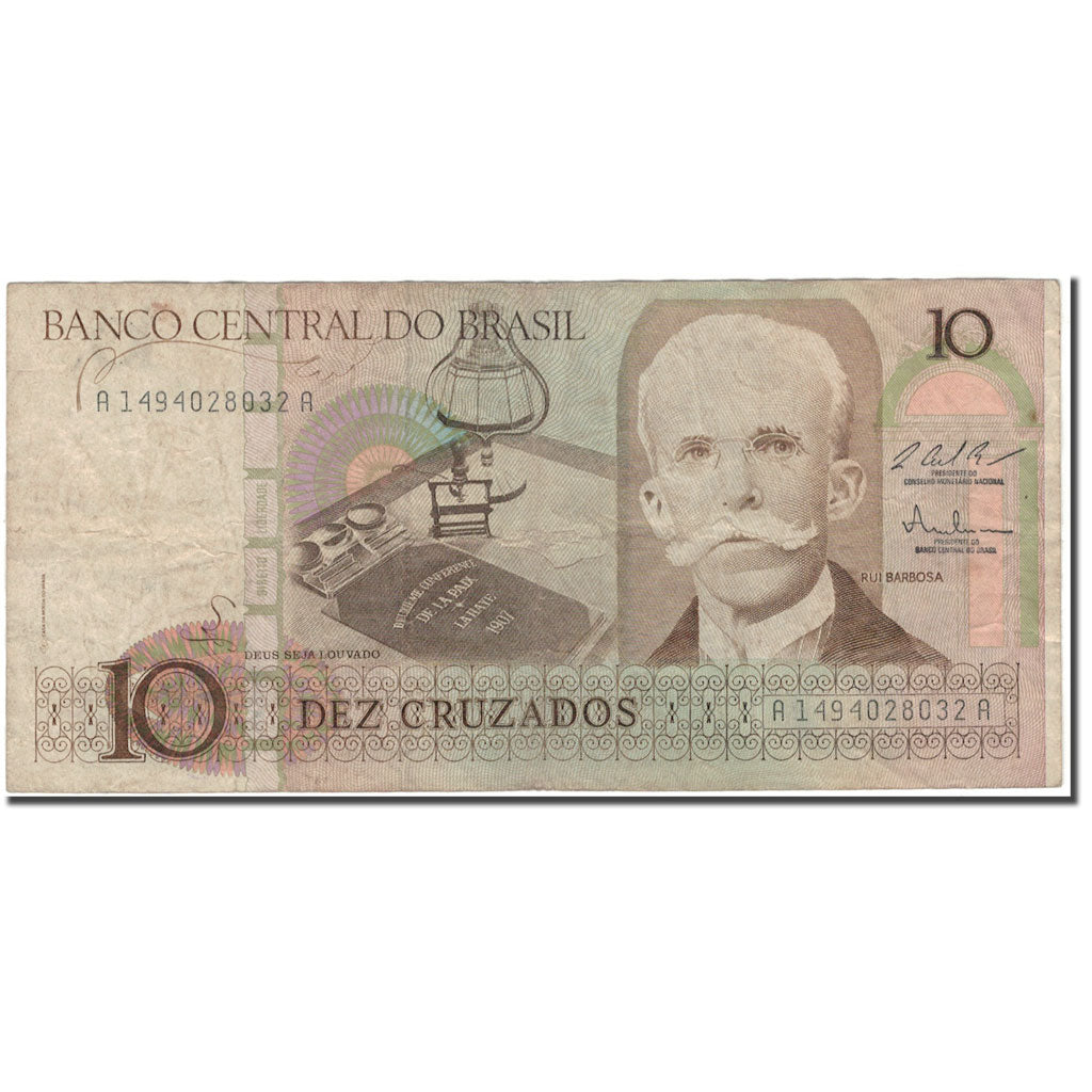 Banconote, Brasile, 10 Cruzados, KM:209b, B+
