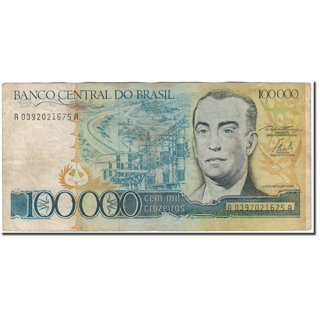 Banknote, Brazil, 100,000 Cruzeiros, KM:205a, F(12-15)