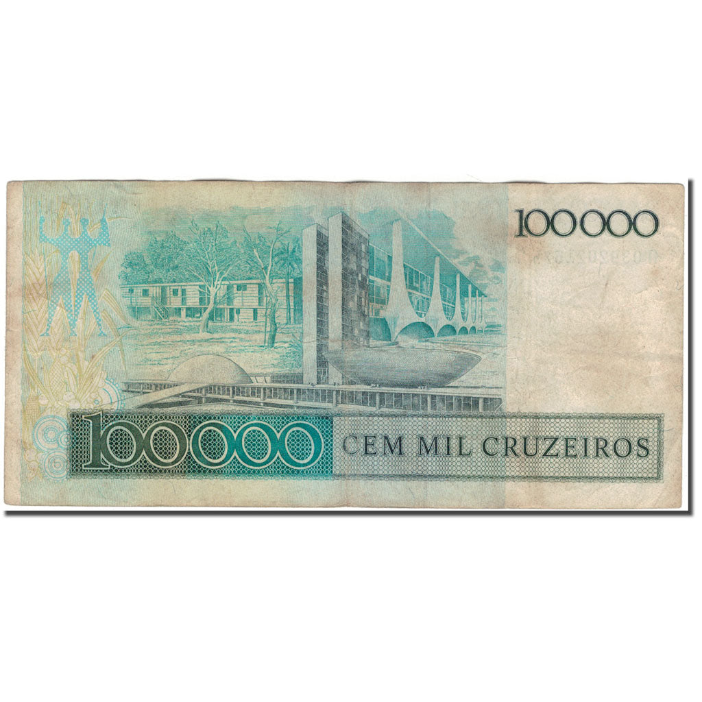 Banknote, Brazil, 100,000 Cruzeiros, KM:205a, F(12-15)