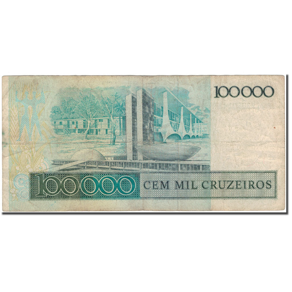 Banknote, Brazil, 100,000 Cruzeiros, KM:205a, F(12-15)
