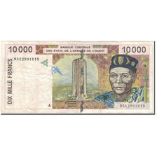Banknote, West African States, 10,000 Francs, KM:114Ac, VF(20-25)