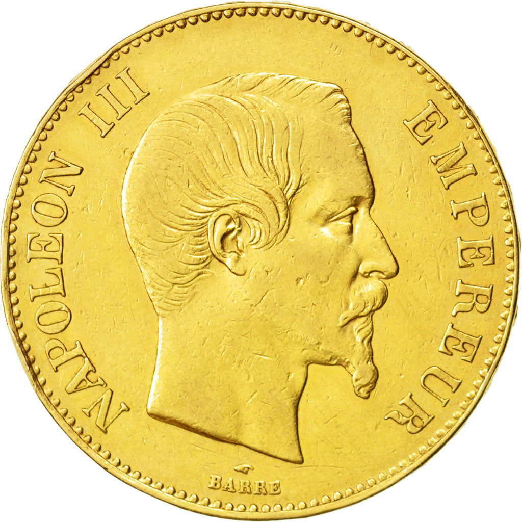Francia, Napoleon III, Napoléon III, 100 Francs, 1858, Paris, BB, Oro, KM:78...