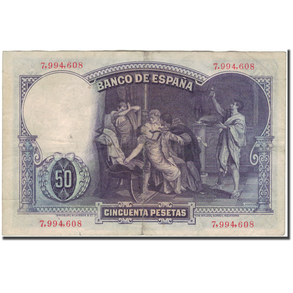 Banconote, Spagna, 50 Pesetas, 1931-04-25, KM:82, MB+