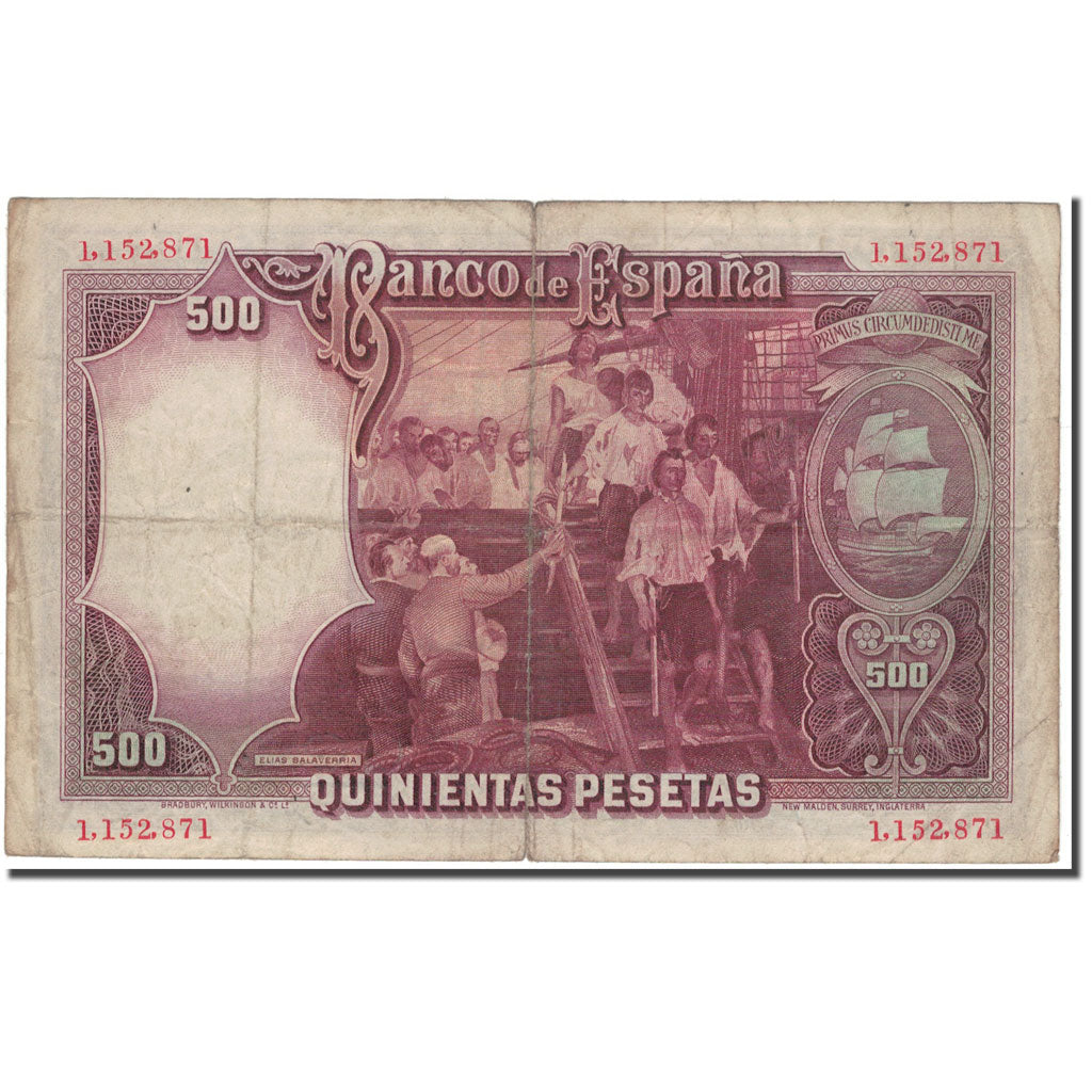 Banknote, Spain, 500 Pesetas, 1931-04-25, KM:84, F(12-15)