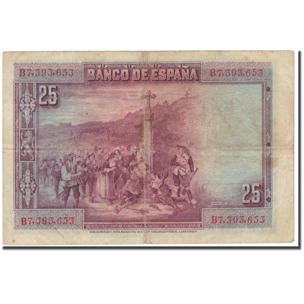 Billet, Espagne, 25 Pesetas, 1928-08-15, KM:74b, TB