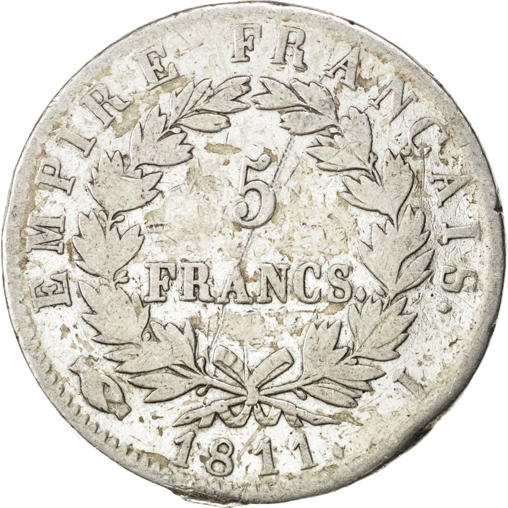 FRANCE, Napoléon I, 5 Francs, 1811, Limoges, KM #694.7, F(12-15), Silver, Gadour