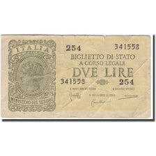 Geldschein, Italien, 2 Lire, KM:30a, S