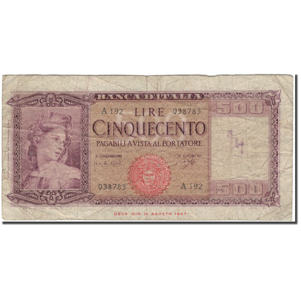 Banknote, Italy, 500 Lire, KM:80b, VG(8-10)