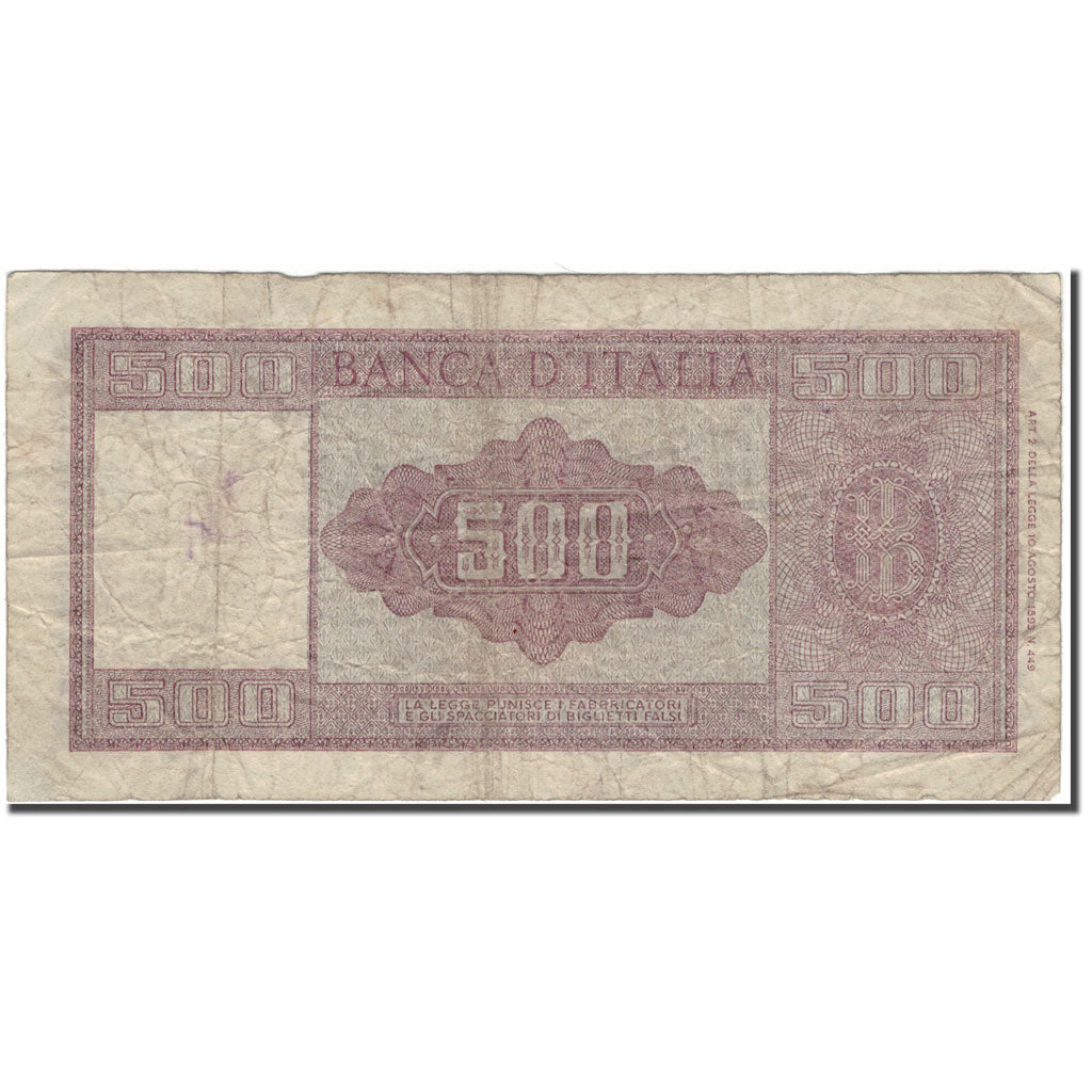 Banknote, Italy, 500 Lire, KM:80b, VG(8-10)