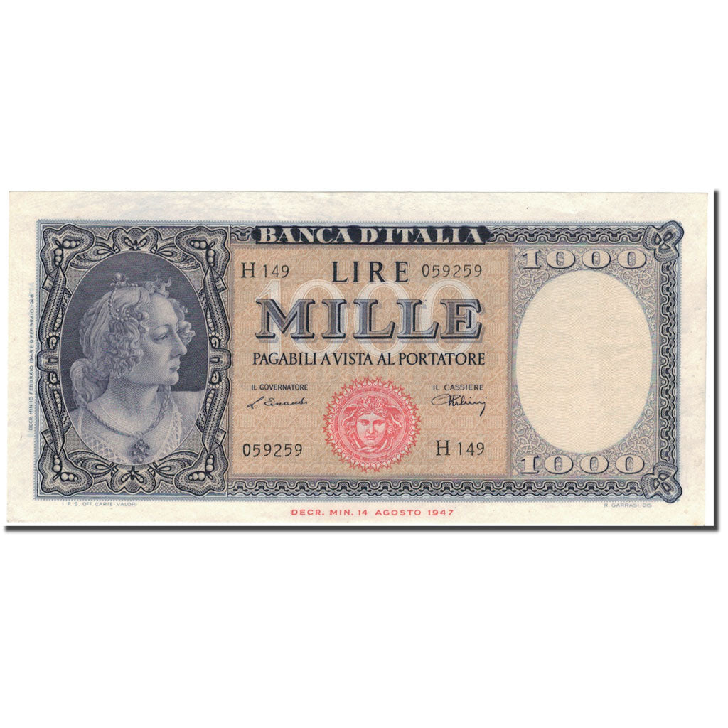Geldschein, Italien, 1000 Lire, KM:88a, UNZ-