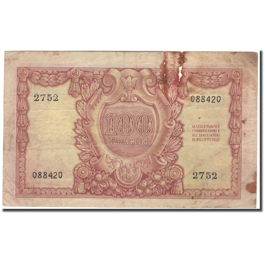Banknote, Italy, 100 Lire, KM:92a, F(12-15)