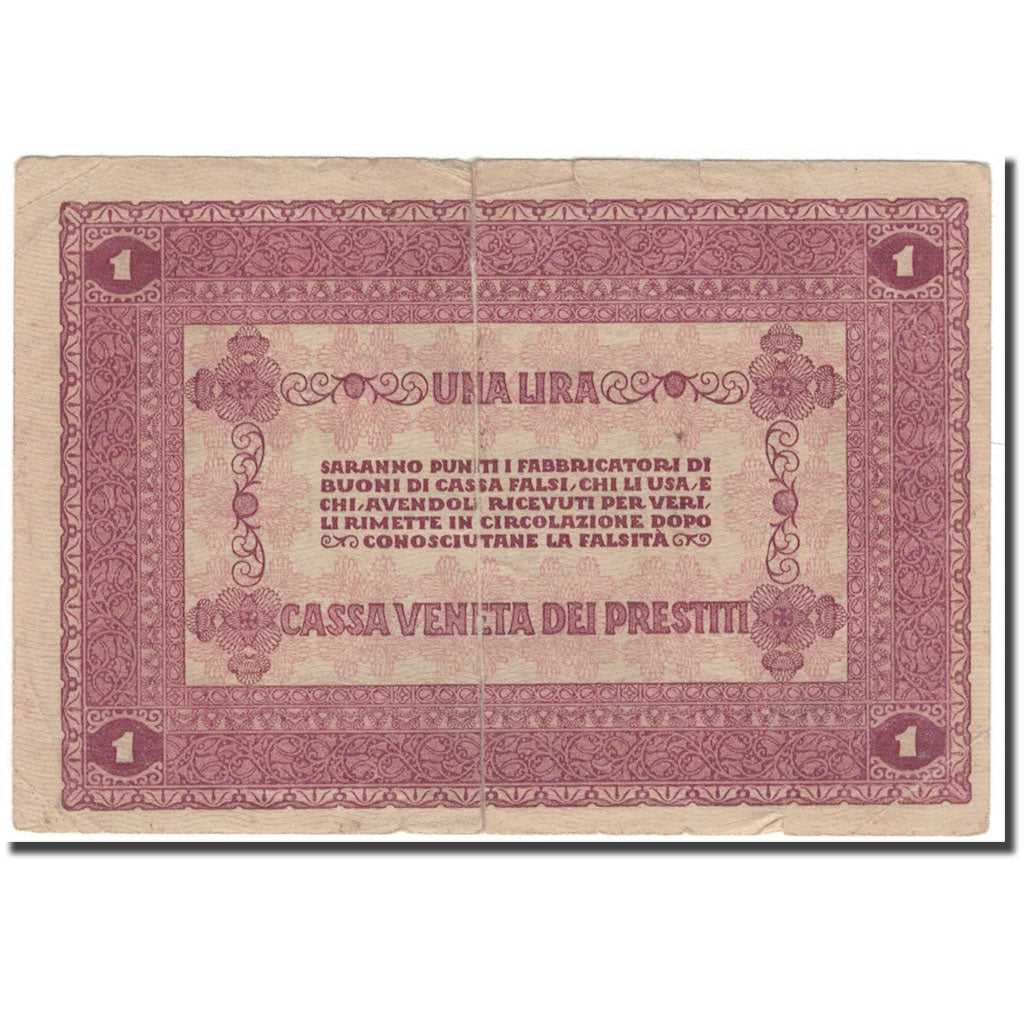 Banknote, Italy, 1 Lira, 1918-01-02, KM:M4, VF(20-25)