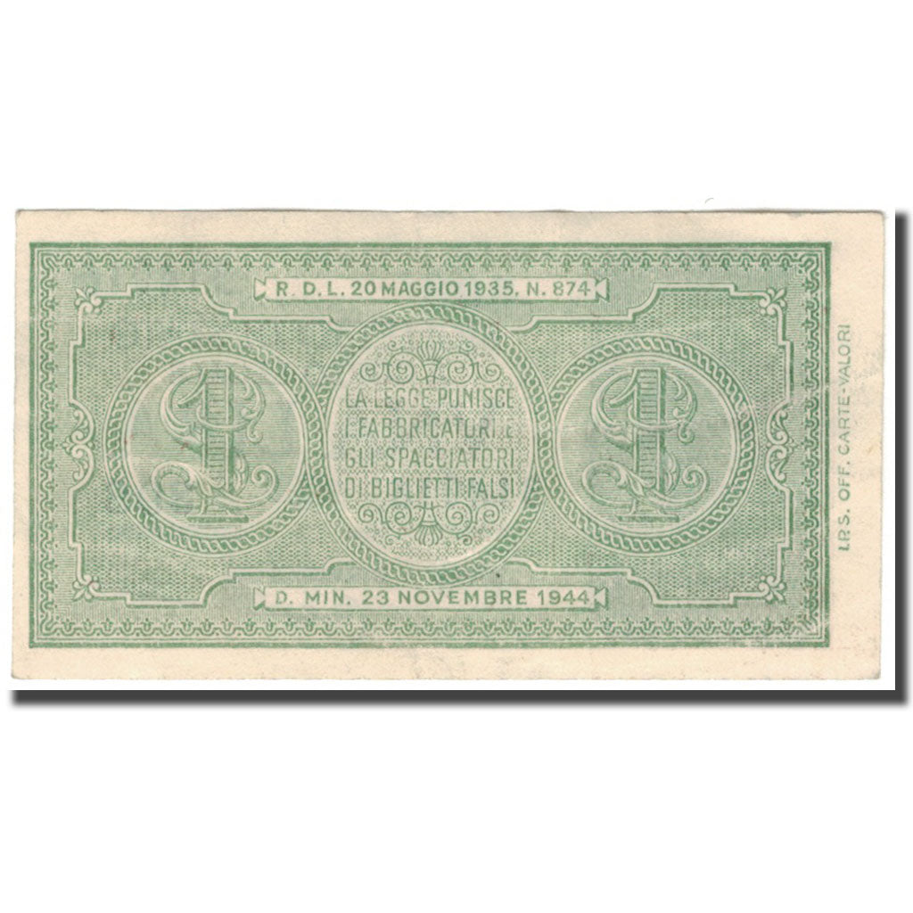 Banknote, Italy, 1 Lira, KM:29b, AU(55-58)