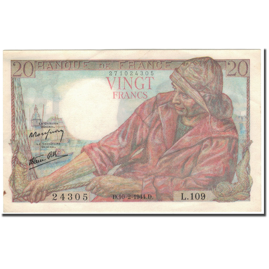 France, 20 Francs, 20 F 1942-1950 ''Pêcheur'', 1944-02-10, AU(55-58)