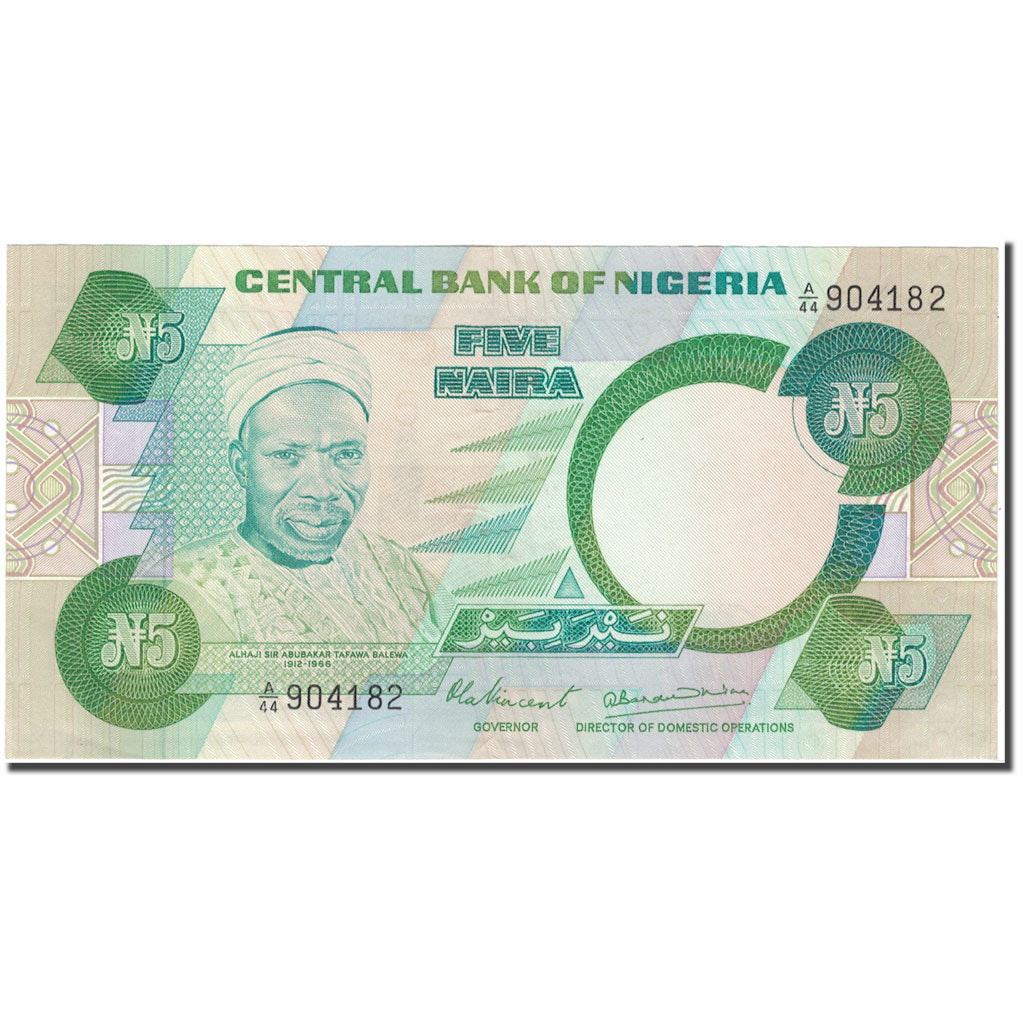Banknote, Nigeria, 5 Naira, KM:20a, AU(55-58)