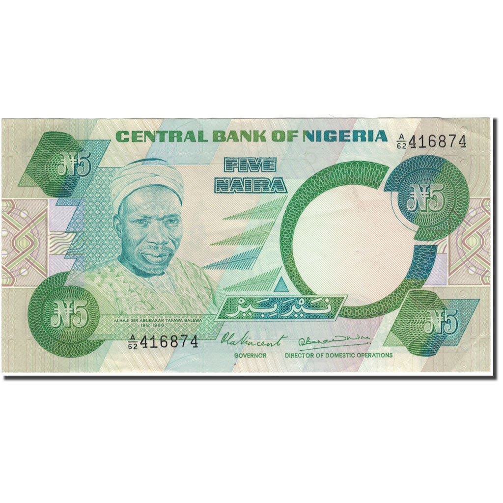 Banknote, Nigeria, 5 Naira, KM:20a, AU(50-53)