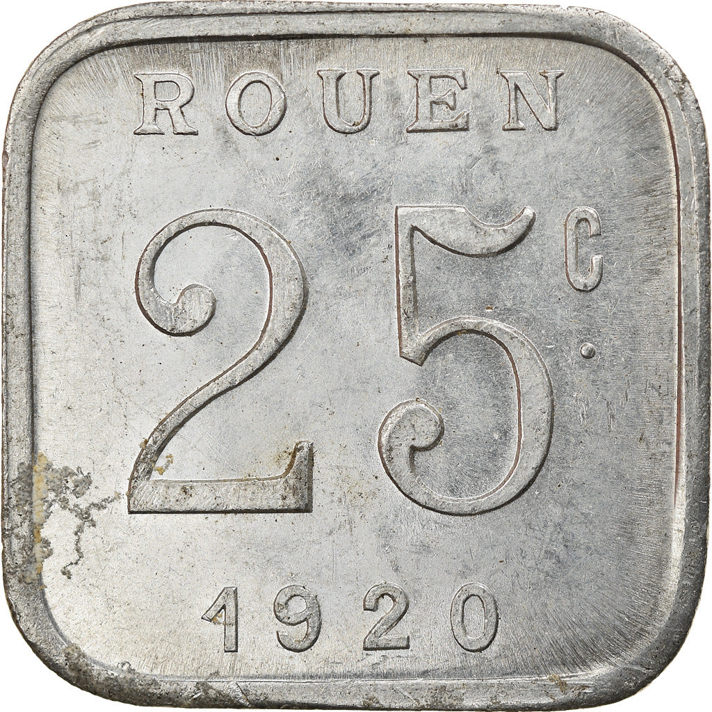 Coin, France, Chambre de Commerce, Rouen, 25 Centimes, 1920, AU(50-53)