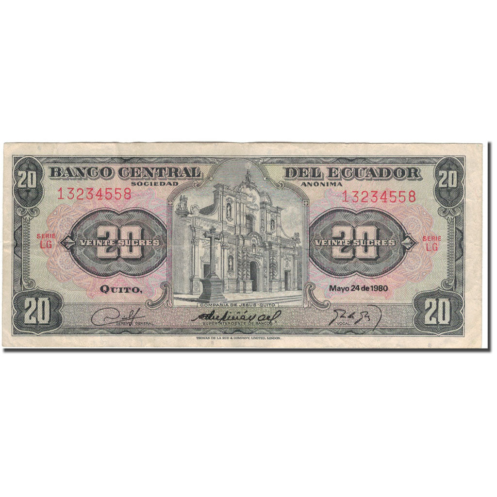 Banknote, Ecuador, 20 Sucres, 1980-05-24, KM:115b, VF(30-35)