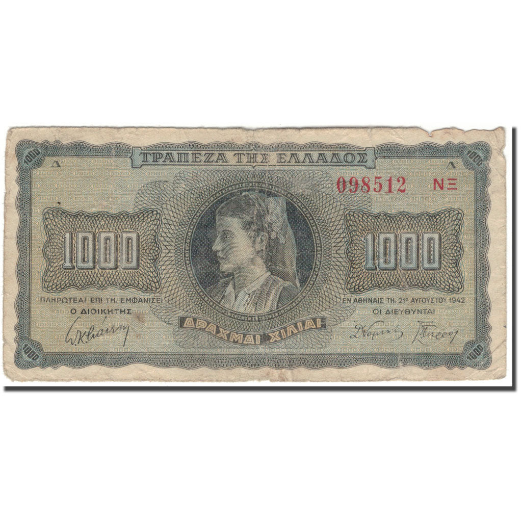 Banknote, Greece, 1000 Drachmai, 1942, KM:118a, F(12-15)