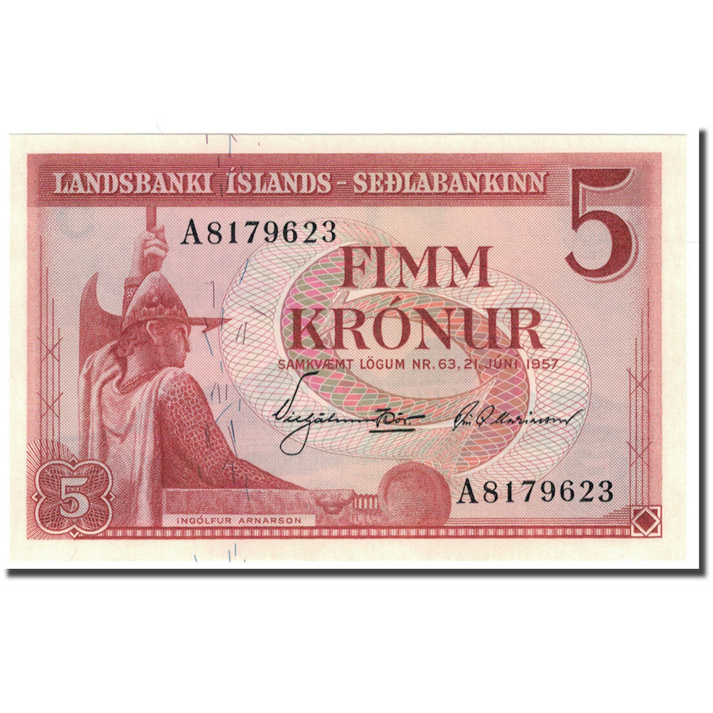 Banknote, Iceland, 5 Kronur, 1957-06-21, KM:37b, UNC(65-70)