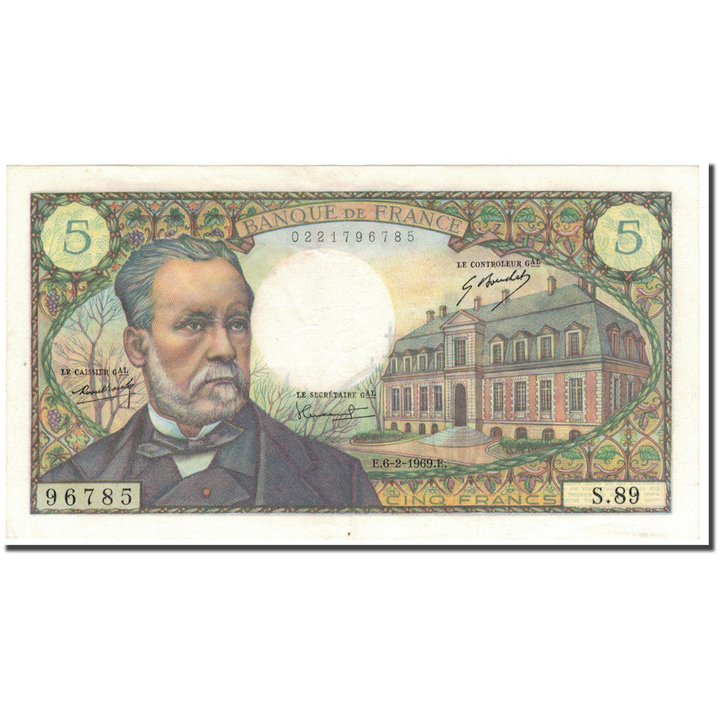 Francja, 5 Francs, Pasteur, 1969-02-06, AU(55-58), Fayette:61.9, KM:146b