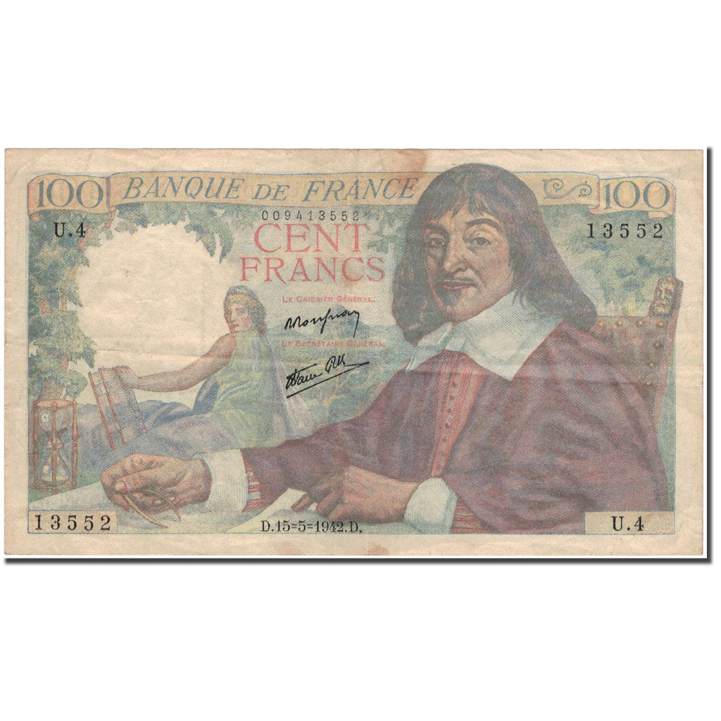 Francia, 100 Francs, 100 F 1942-1944 ''Descartes'', 1942-05-15, BC