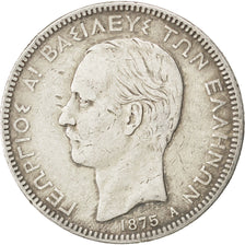 GREECE, 5 Drachmai, 1875, Paris, KM #46, VF(30-35), Silver, 24.83