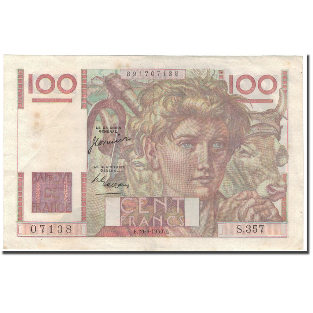 Frankreich, 100 Francs, 100 F 1945-1954 ''Jeune Paysan'', 1950-06-29, S+