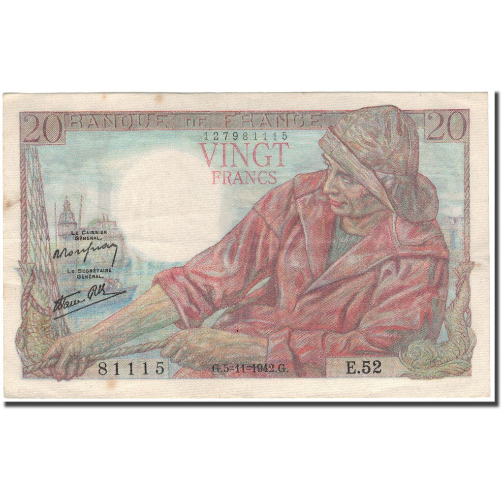 Frankrijk, 20 Francs, 20 F 1942-1950 ''Pêcheur'', 1942-11-05, TTB