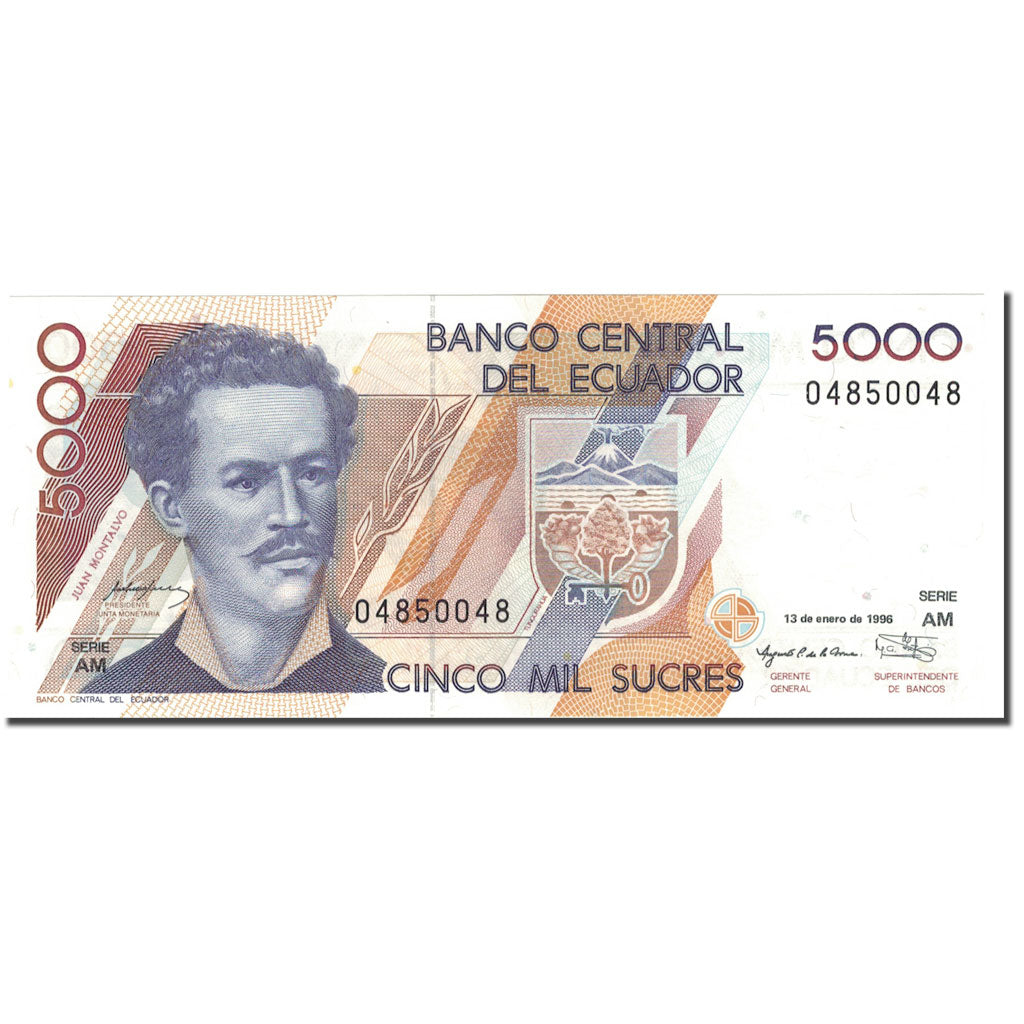 Billet, Équateur, 5000 Sucres, 1996-01-13, KM:128b, NEUF