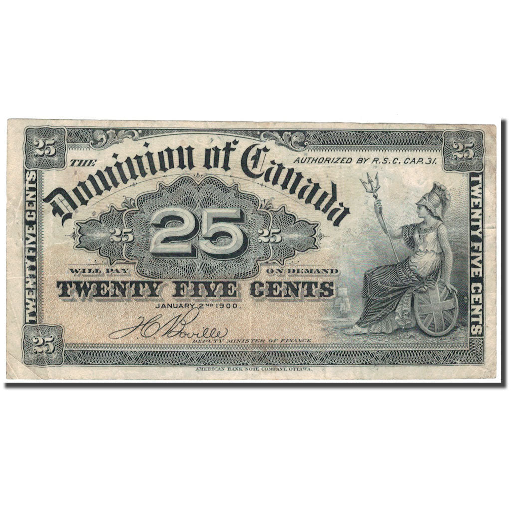 Banknote, Canada, 25 Cents, 1900-01-02, KM:9b, VF(30-35)