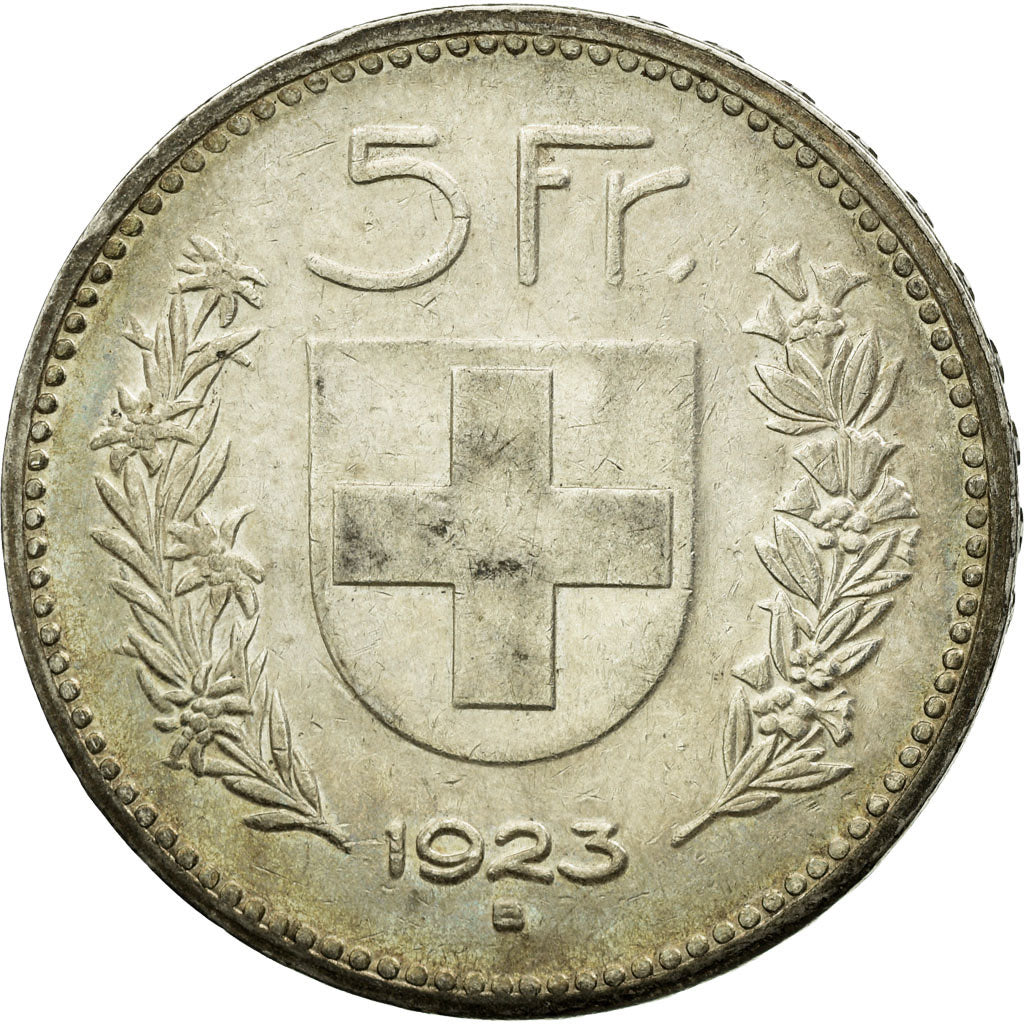 Coin, Switzerland, 5 Francs, 1923, Bern, AU(50-53), Silver, KM:37