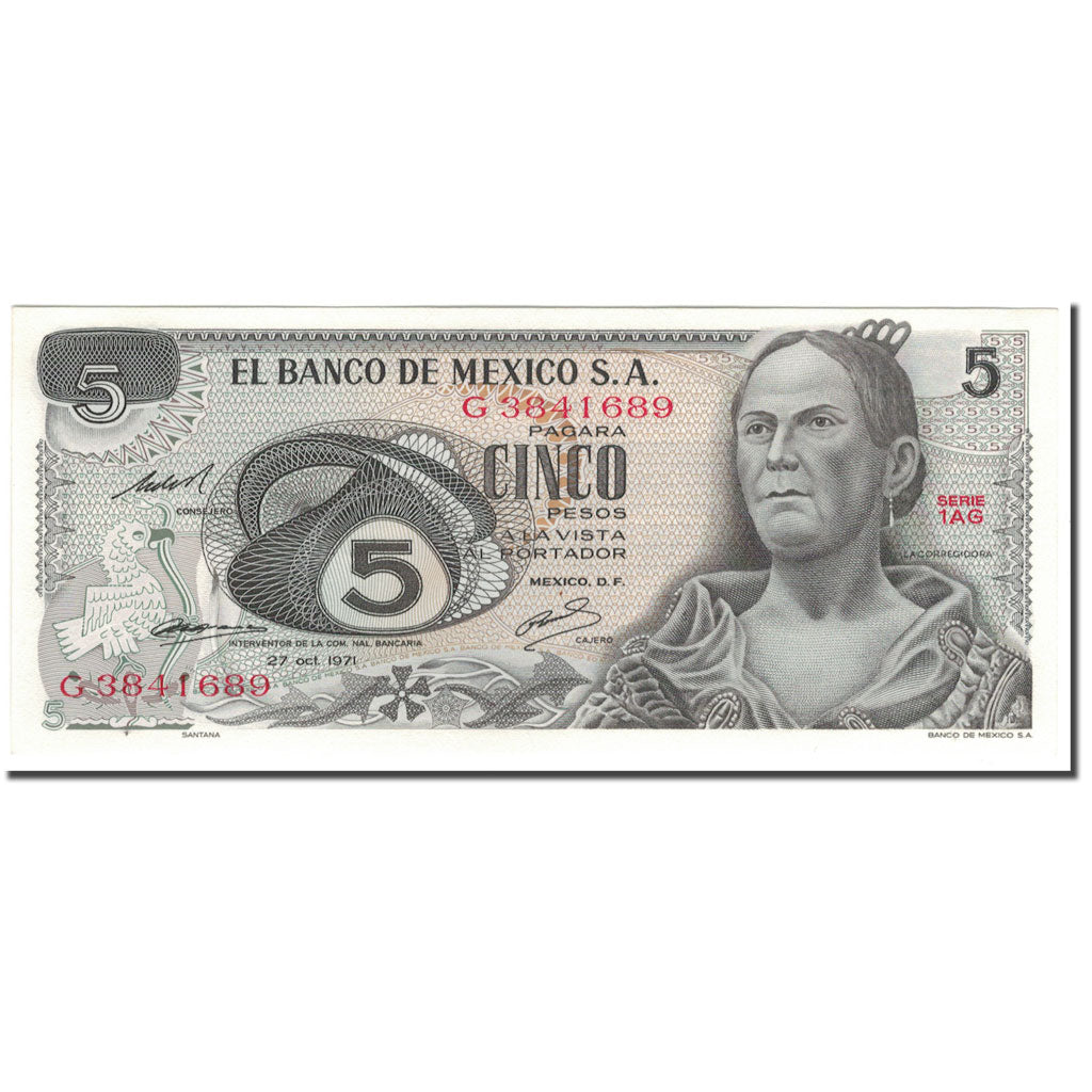 Banknote, Mexico, 5 Pesos, 1971-10-27, KM:62b, UNC(65-70)