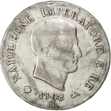 Italy, 5 Lire, 1808, Milan, KM #10.1, VF(20-25), Silver, 24.64