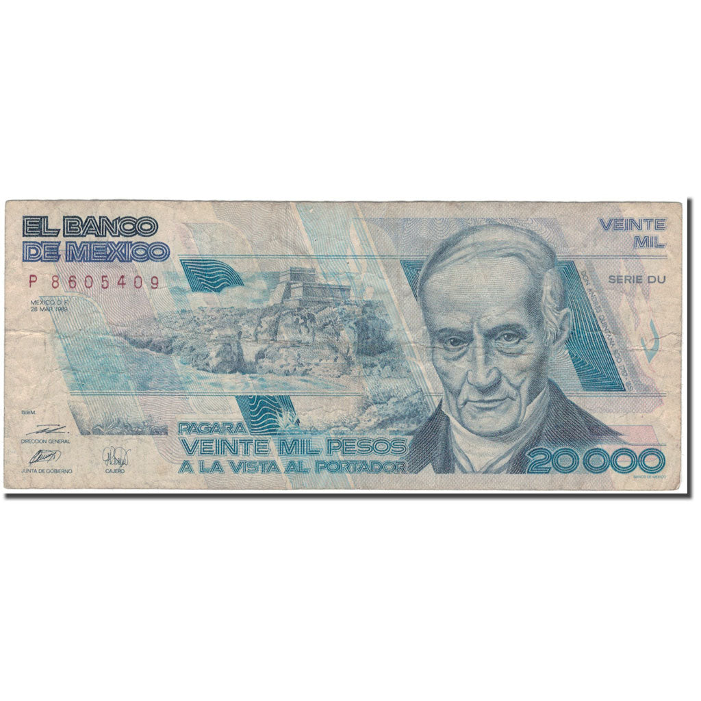 Geldschein, Mexiko, 20,000 Pesos, 1989-03-28, KM:92b, SGE+