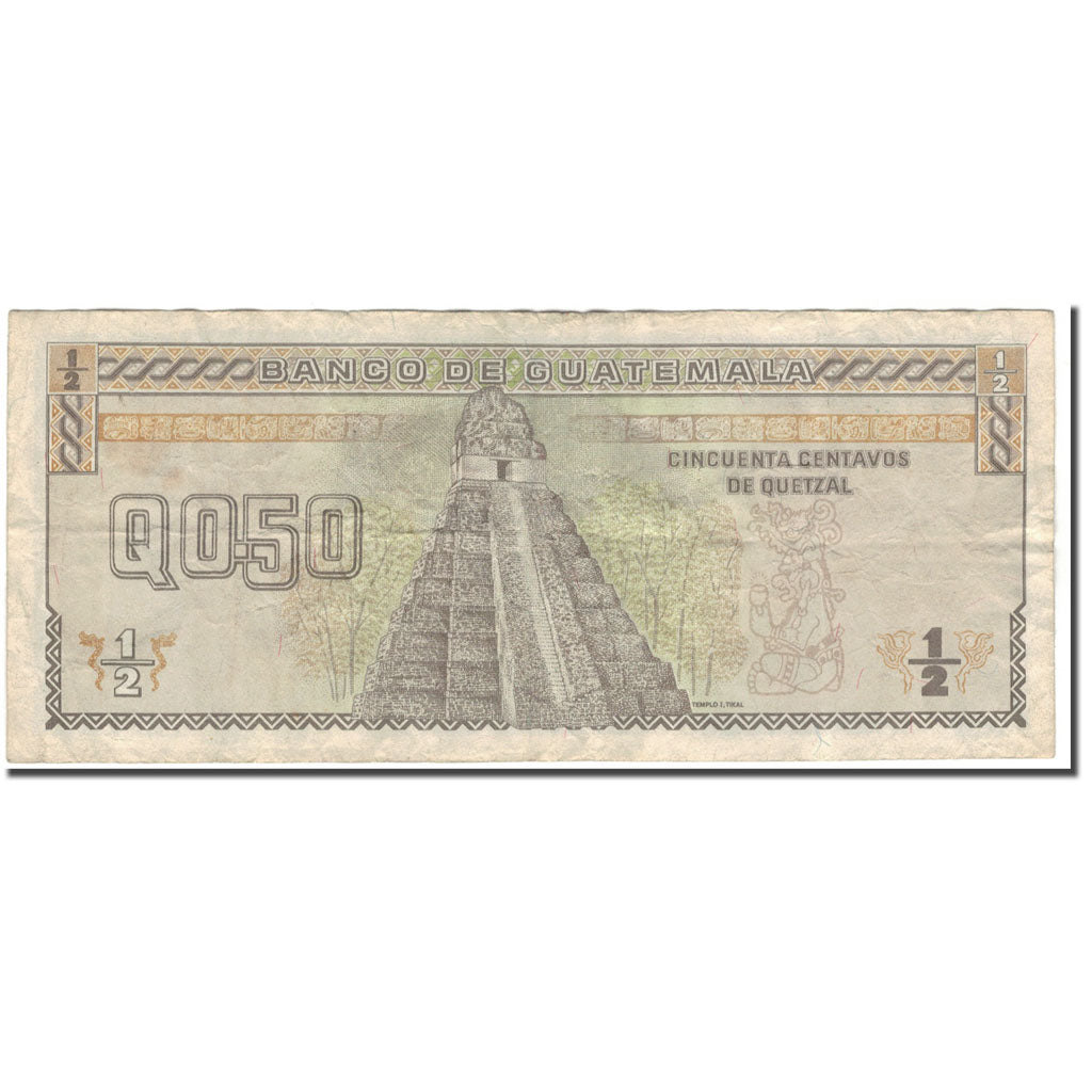 Banknote, Guatemala, 1/2 Quetzal, 1992-02-14, KM:72b, VF(20-25)