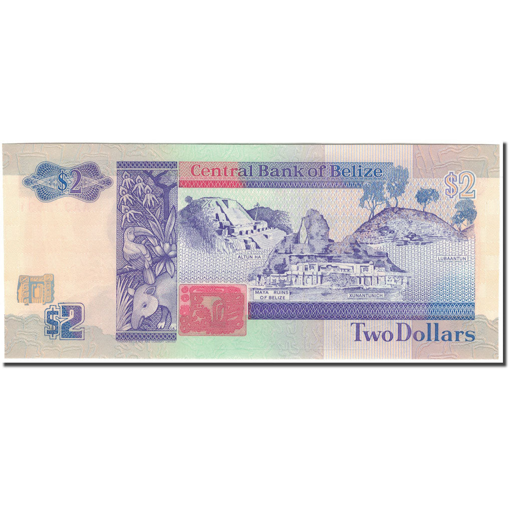Geldschein, Belize, 2 Dollars, 1990-05-01, KM:52a, UNZ