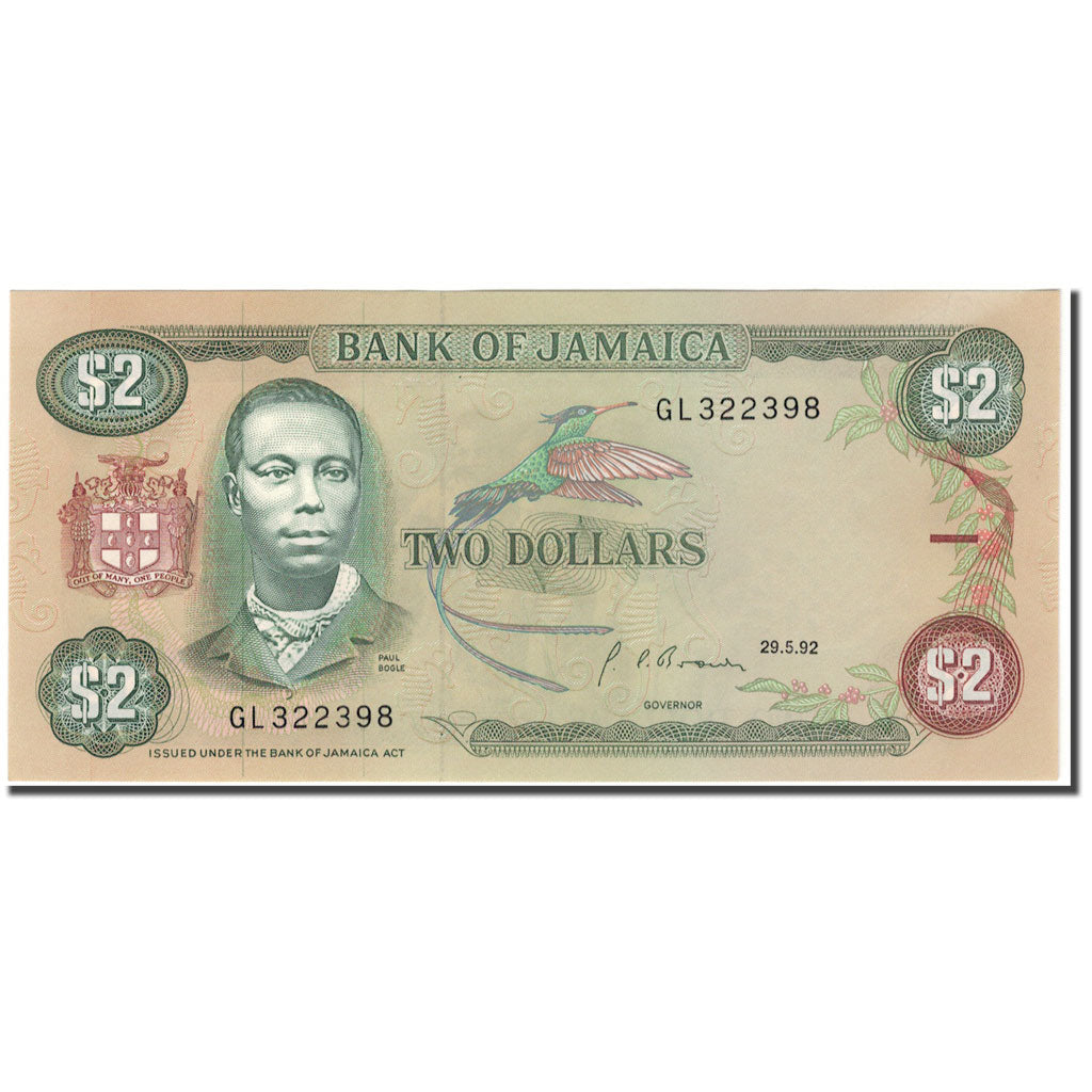Biljet, Jamaica, 2 Dollars, 1992-05-29, KM:69d, NIEUW