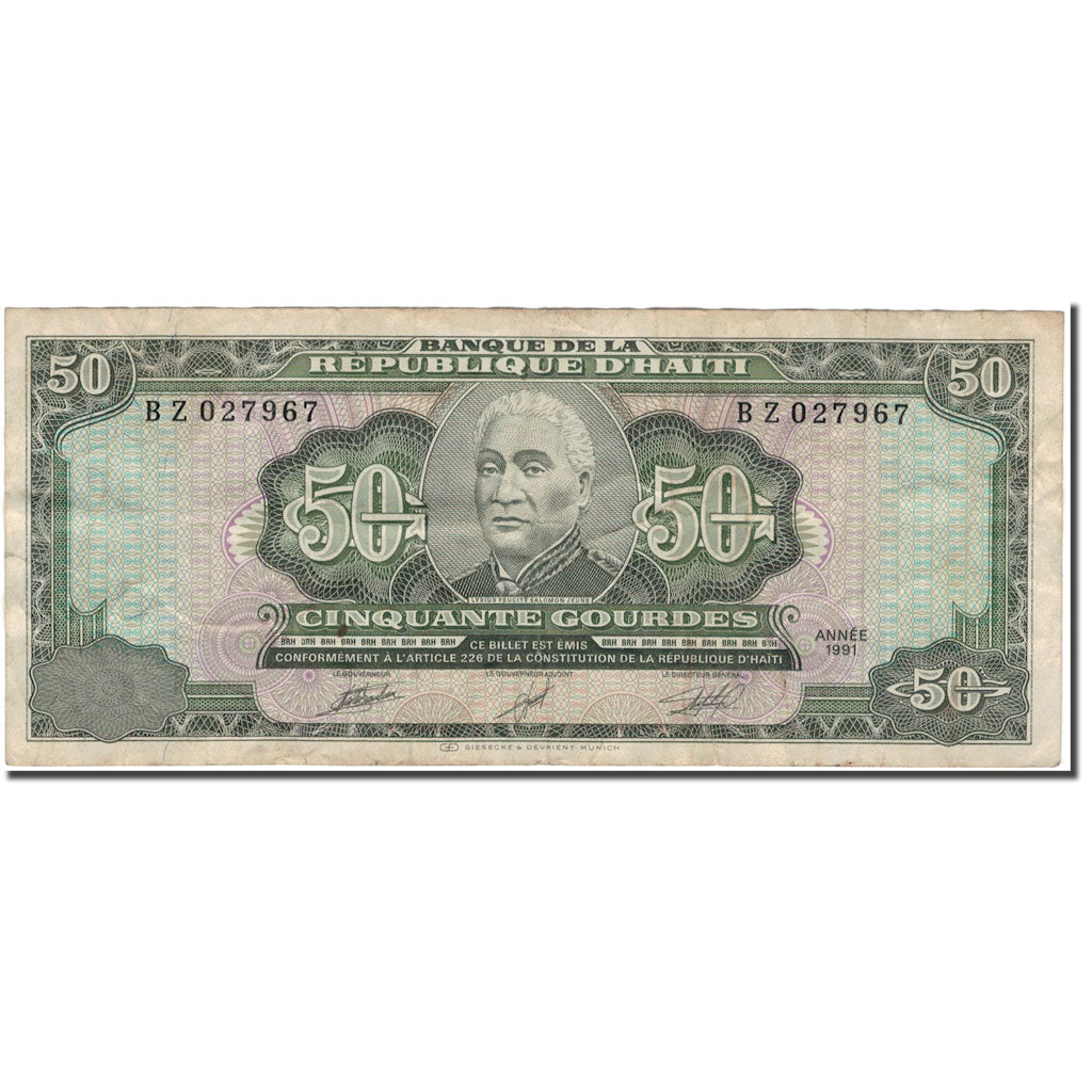 Banknote, Haiti, 50 Gourdes, 1991, KM:257a, VF(20-25)