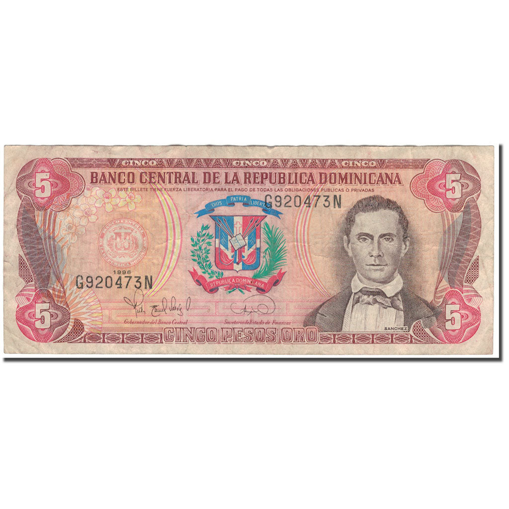 Banknote, Dominican Republic, 5 Pesos Oro, 1996, KM:152a, F(12-15)