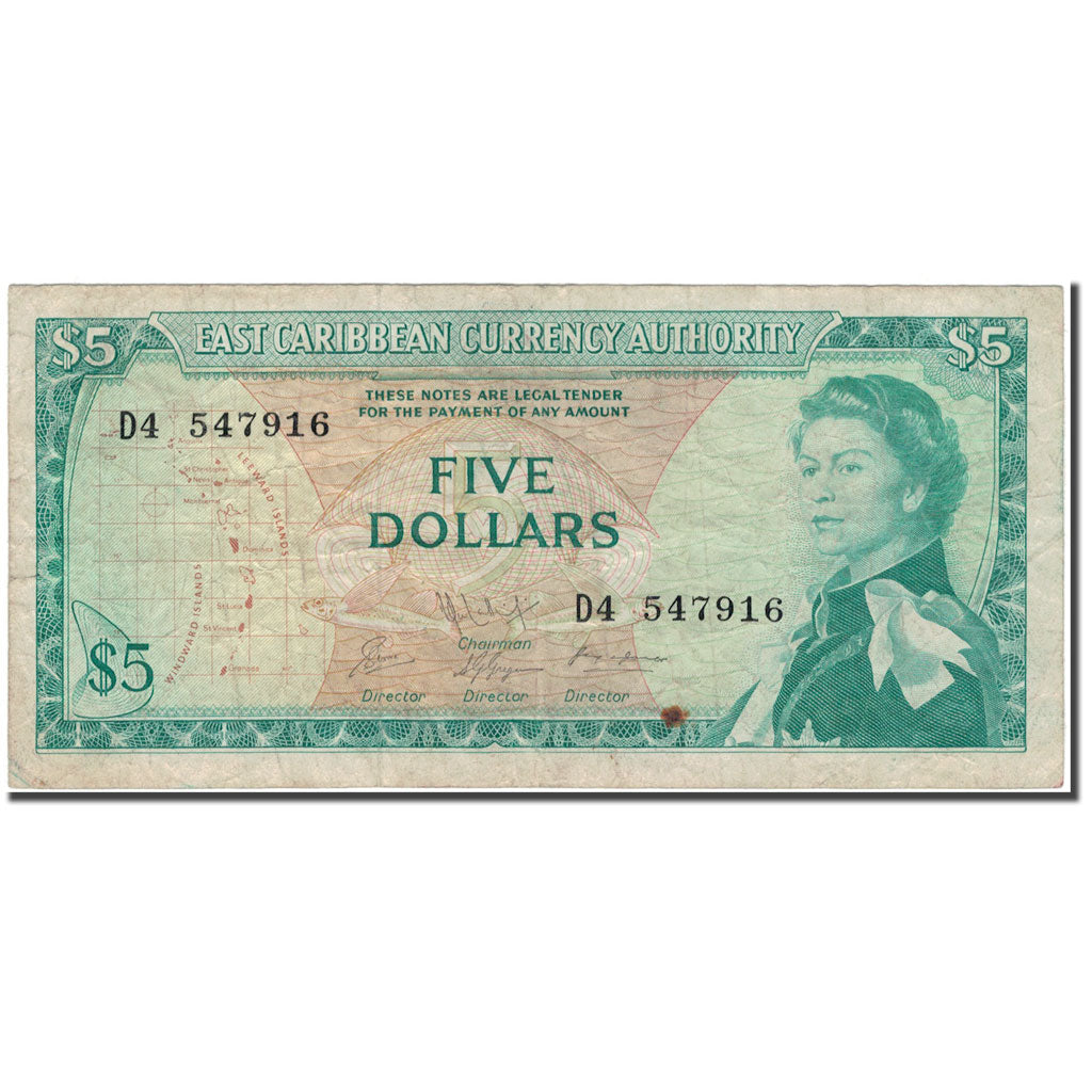 Banknote, East Caribbean States, 5 Dollars, KM:14h, VF(20-25)