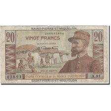 Saint Pierre and Miquelon, 20 Francs, VG(8-10), KM:24